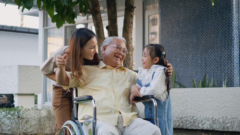 group people sitting park medium